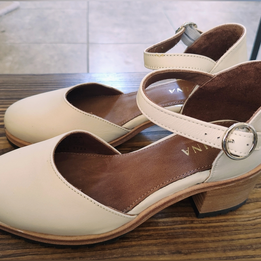 Patina Heeled Mary Jane in Bone